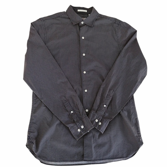 TED BAKER Blue Geometric Print Button Down Shirt Stretch Cotton m - Picture 6 of 14